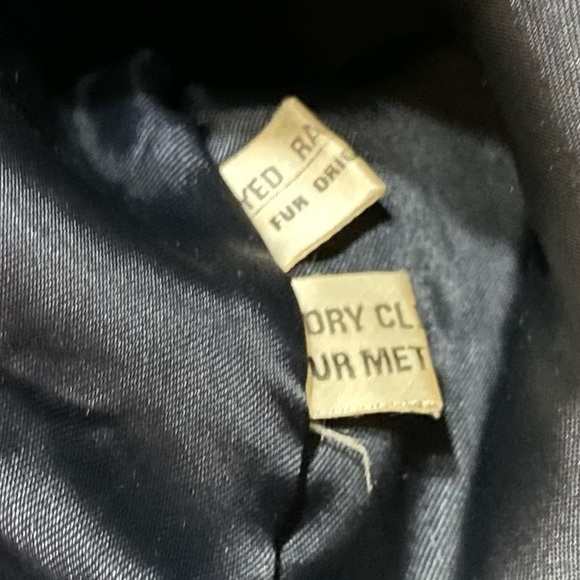 VINTAGE Black Rabbit Fur Coat Mid Length Below Waist High Collar - Picture 7 of 8